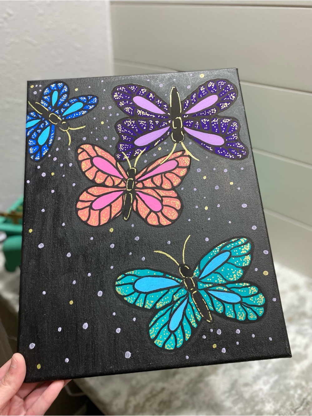 Hand Crafted Vibrant Butterfly Canvas - Picture 4 of 7